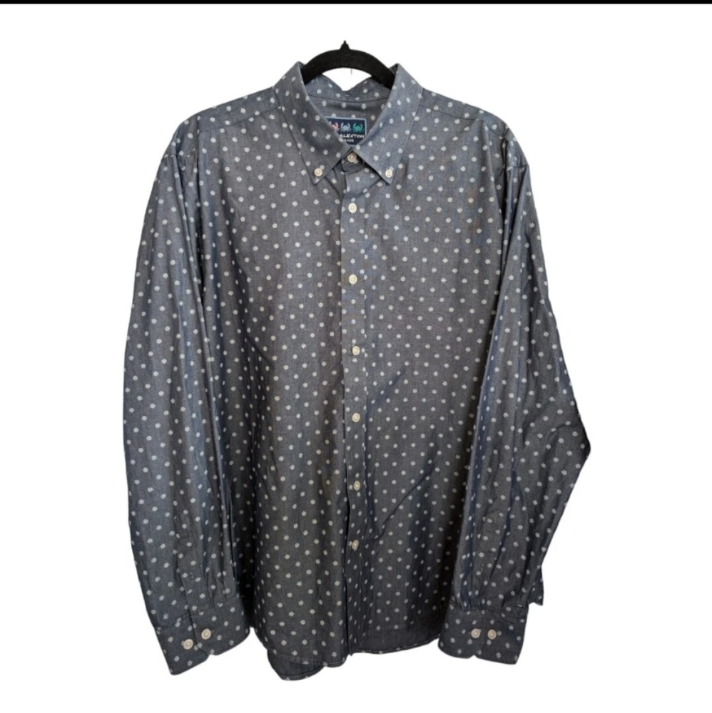 Charleston Threads Men's Button Down Chambray Nautical Shirt Size XL EUC Preppy